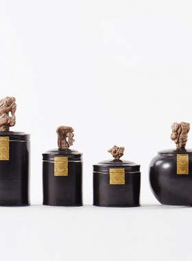 新中式风陶瓷罐博古架书柜装饰品