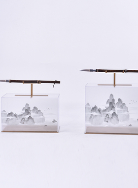 新中式风样板房间亚克力毛笔摆件