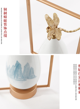 新中式风样板房书柜软装饰摆件