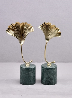 银杏叶美式风样板间家居客厅摆件