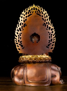 铜地藏王佛像纯铜彩绘九华山坐谛听地藏菩萨铜像家用佛堂桌面摆件