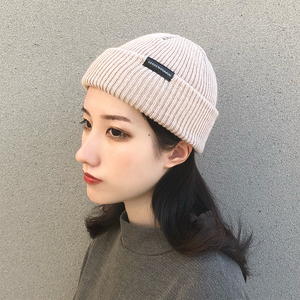 韩版圆顶短款针织毛线帽