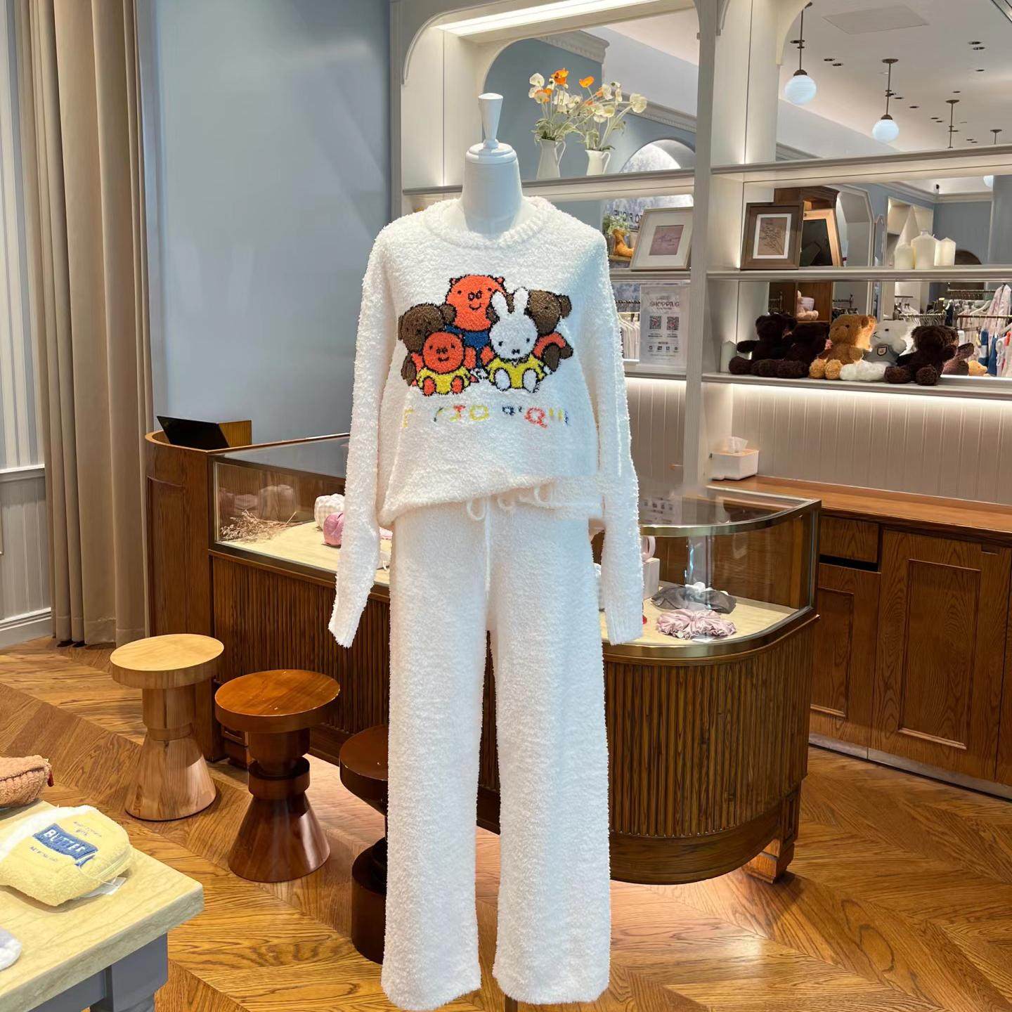 日系软绵绵卡通小熊小兔子秋冬季保暖睡衣女云感绒半边绒家居服,淘宝优惠券,粉丝福利购,淘宝优惠卷