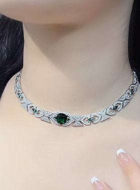 S925银祖母绿项链女款