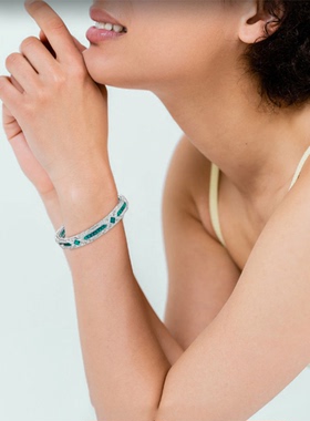 925银镀金手镯高碳钻木佐绿