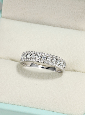 S925银女款莫桑石满镶多石戒指