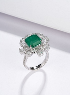 S925银镶红蓝绿宝石闭口食指