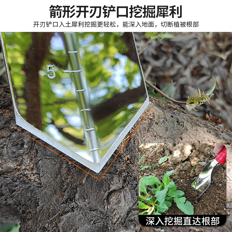 小铲子挖土松土神器不锈钢种花养花园艺工具铁锹家用种菜户外赶海