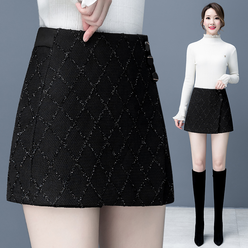 卡貂尼旗舰店时尚裙裤女前裙后裤高腰a字裙新款秋冬洋气短裙百搭半身裙潮0