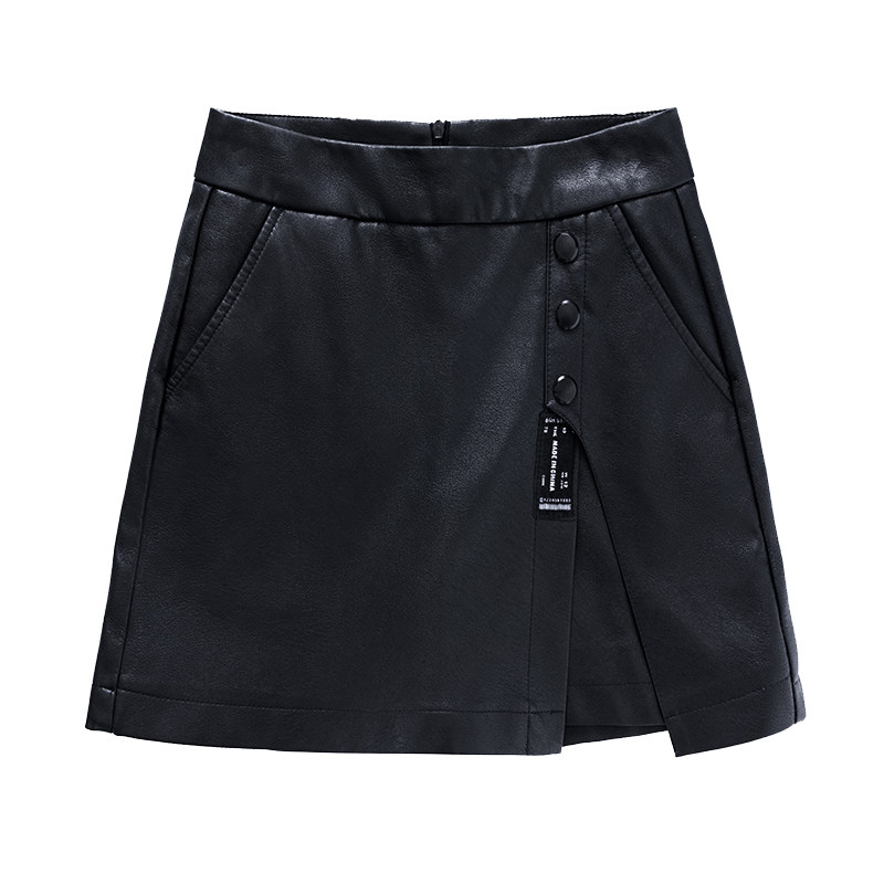 高腰a字pu皮短裤2022新款半身裙 卡貂尼半身裙