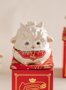 新中式纳百福招财羊年摆件十二生肖乔迁家居装办公桌面饰品工艺品