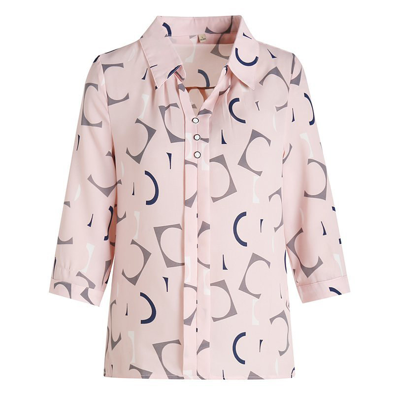 衬衫七分袖妈妈雪纺短袖减龄打底衫 泰妃中老年女装