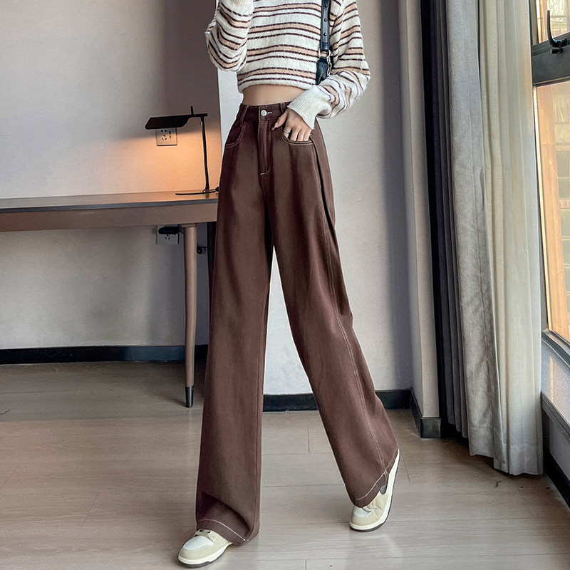 蓝色阔腿牛仔裤女2025年春秋冬新款高腰宽松显瘦垂感加厚直筒裤子,淘宝优惠券,粉丝福利购,淘宝优惠卷