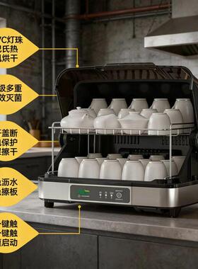 茶室学校奶瓶带烘干杯具消毒柜小型饭店杀菌机红酒杯杯具消毒柜