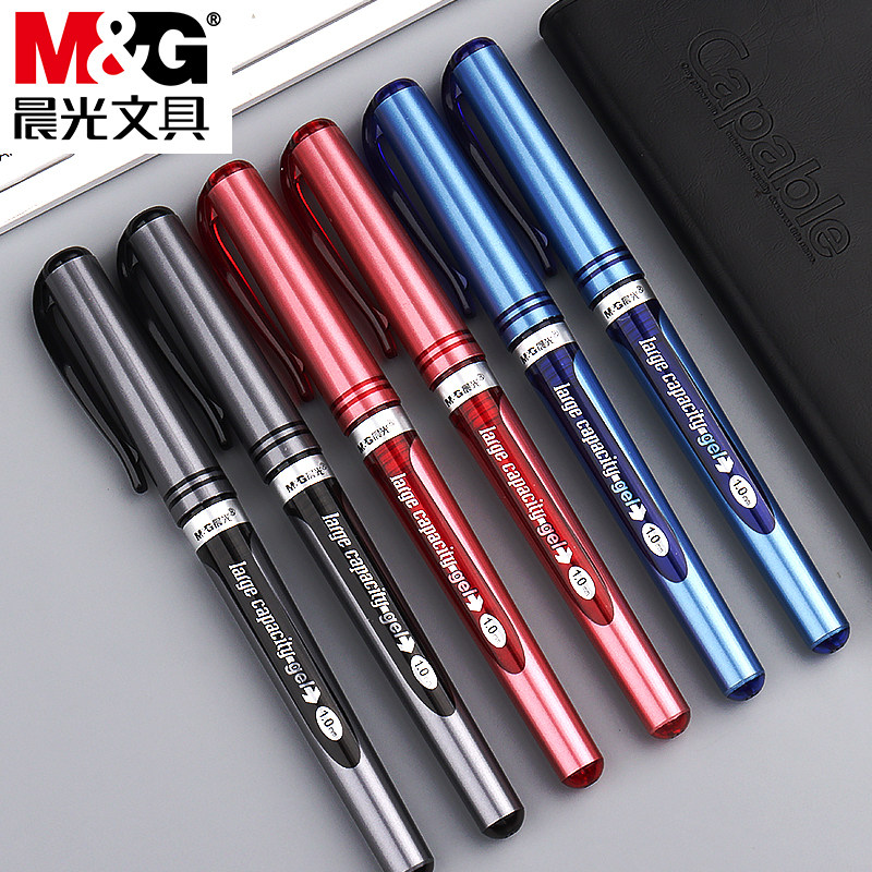 晨光红色中性笔加粗1.0mm子弹头老师批改作业红笔大容量学生用做笔记改错题圆珠笔碳素笔硬笔书法练字笔 - 图0