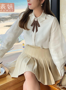 领结衬衫女咖色领口配饰跳线蝴蝶结领花学院风jk装饰别针系带黑色