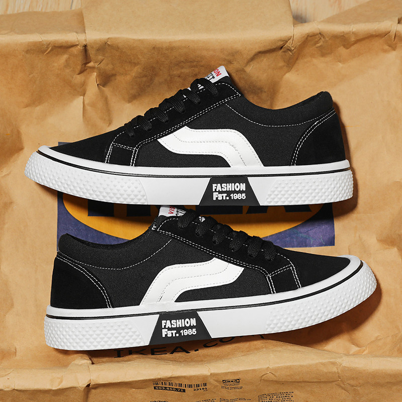 帆布鞋男鞋2025年新款男士黑色布鞋低帮系带休闲板鞋百搭学生潮鞋,淘宝优惠券,粉丝福利购,淘宝优惠卷