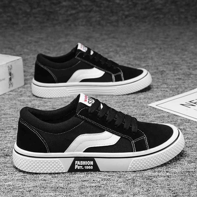 帆布鞋男鞋2025年新款男士黑色布鞋低帮系带休闲板鞋百搭学生潮鞋,淘宝优惠券,粉丝福利购,淘宝优惠卷