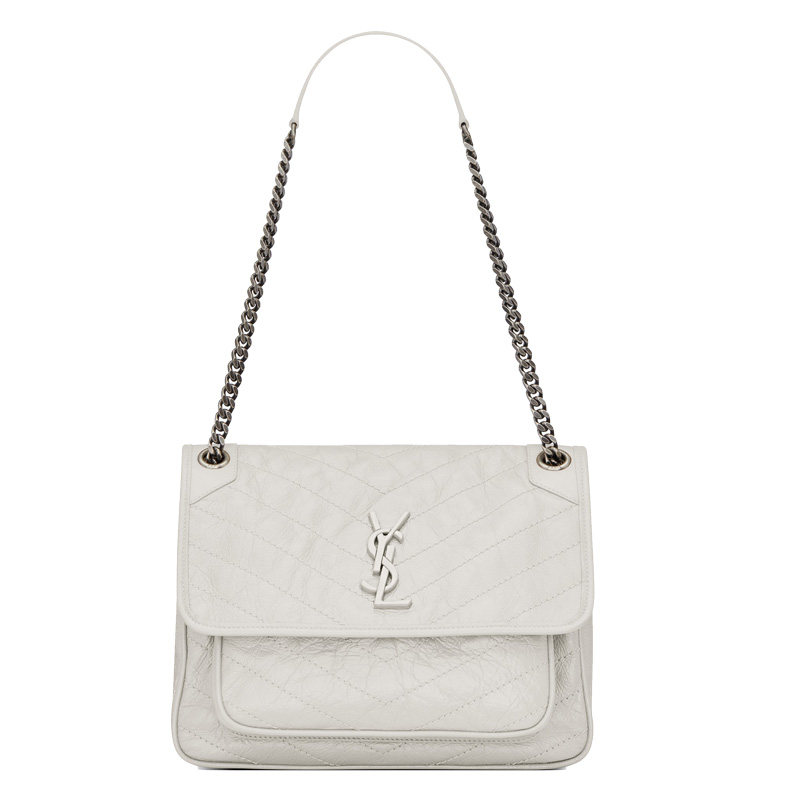 圣罗兰女士中号复古褶皱niki斜挎包 HUAIXUAN海外女士包袋