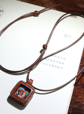 MYPAPA新作新中式唐卡手绘手工彩绘扎基拉姆九尾牛皮擦擦吊坠手作