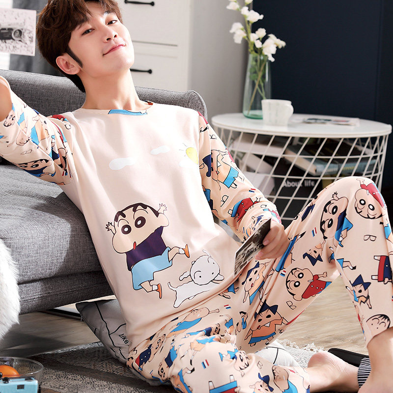 春秋季男士长袖棉卡通青少年睡衣 时务睡衣/家居服套装