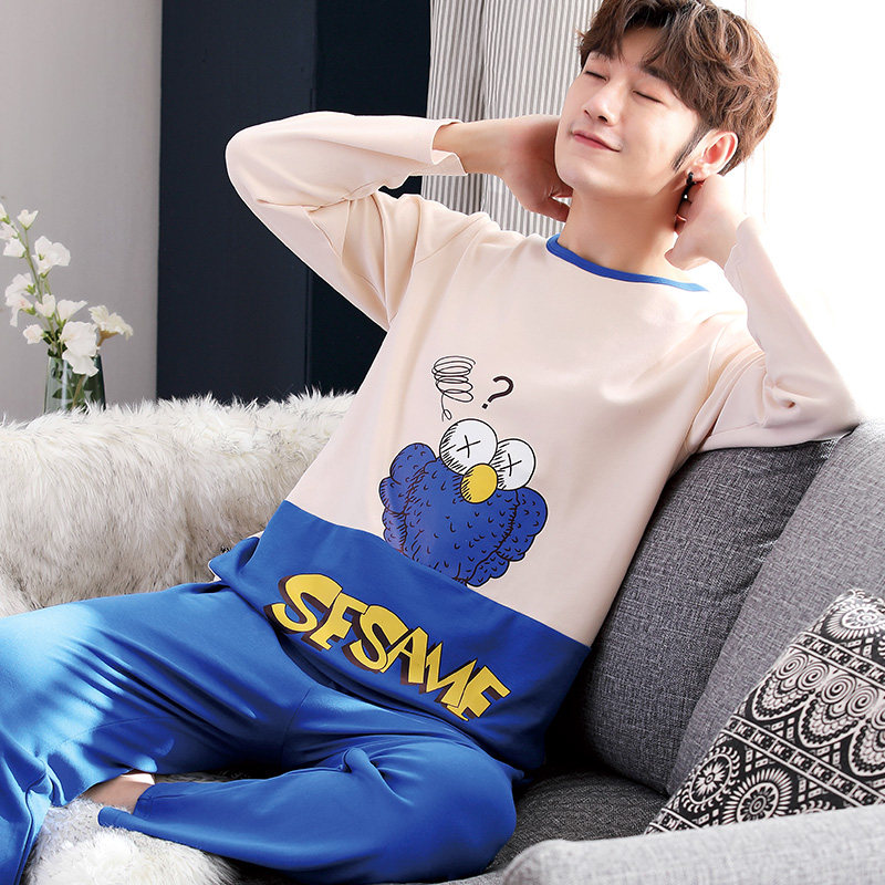 春秋季男士长袖棉卡通青少年睡衣 时务睡衣/家居服套装