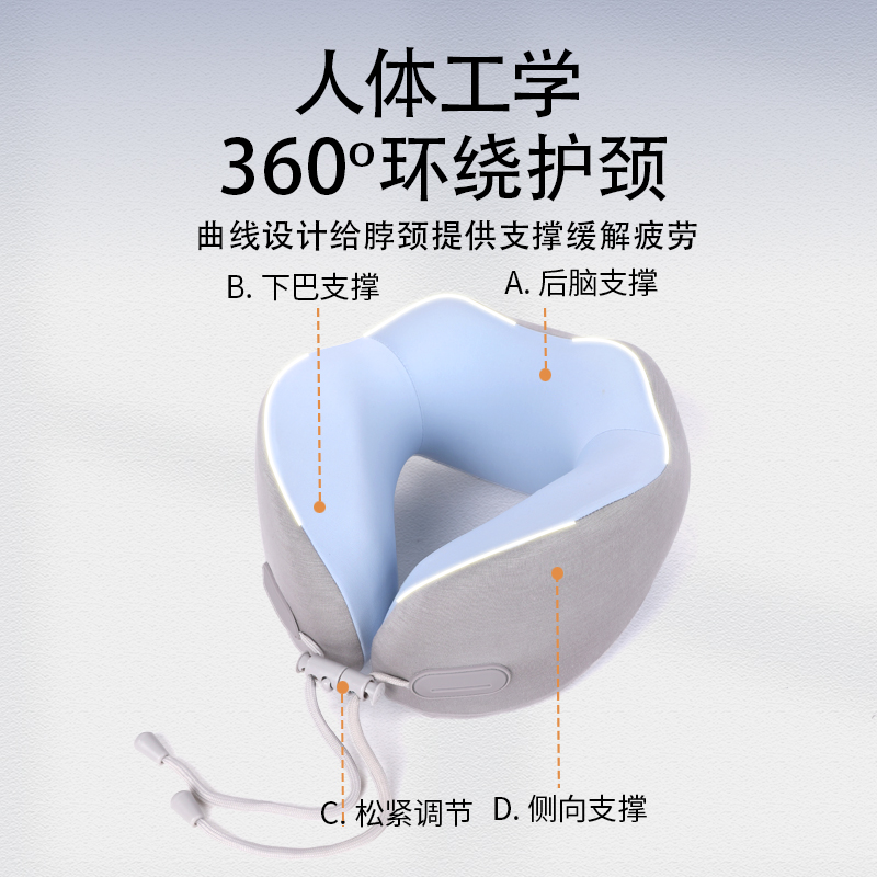 记忆棉u型枕护颈椎枕凉感旅行便携坐车靠枕飞机枕办公室午睡颈枕 - 图1