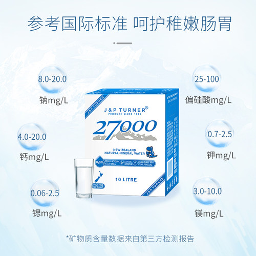 新西兰进口27000母婴儿水高端天然矿泉水孕妇饮用水10L*12箱 - 图2