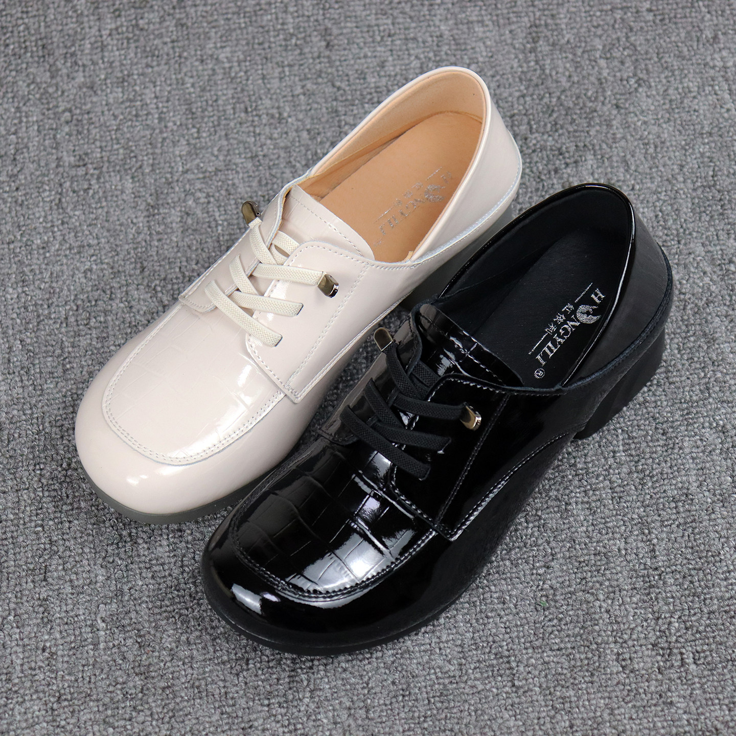 红依利女鞋2025新款漆皮英伦风复古百搭小皮鞋牛筋底舒适深口单鞋,淘宝优惠券,粉丝福利购,淘宝优惠卷