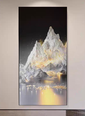 现代简约风景装饰画入户轻奢玄关挂画日照金山走廊过道壁画高级画