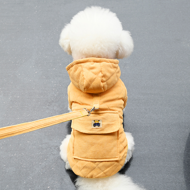 可牵引狗狗衣服冬装泰迪比熊贵宾小型犬冬季加厚保暖背包宠物棉衣多图0