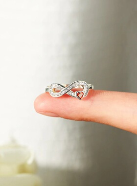 S925镶锆心形戒指女食指环