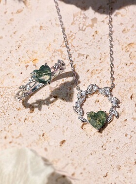 S925纯银玛瑙爱心女士食指环