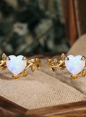 S925纯银树叶爱心女士食指环