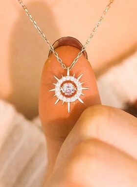 S925纯银爆闪太阳米字锁骨链