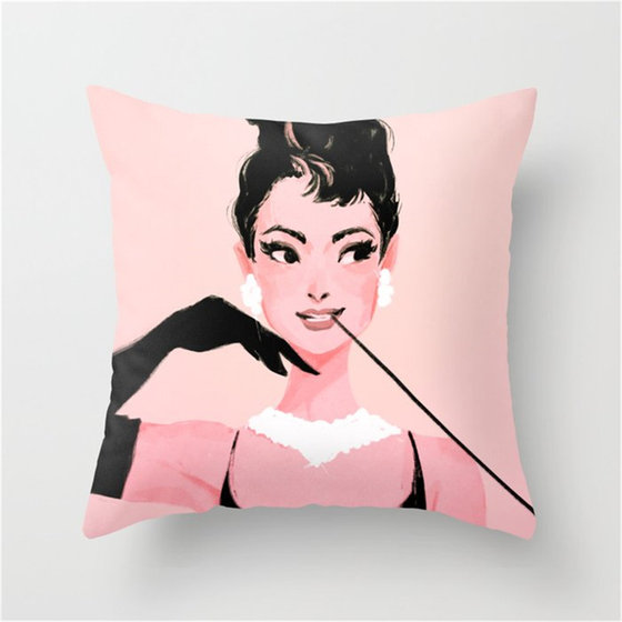 Ins pink girl bright geometric Nordic pillow case cushion simple modern model room living room sofa cushion