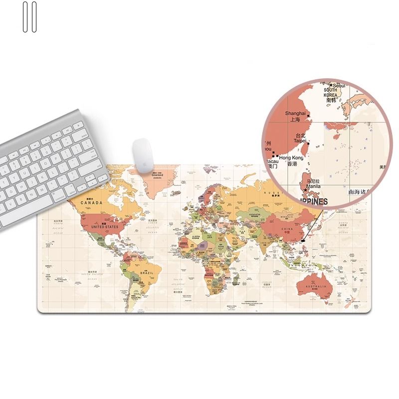 世界地图鼠标垫超大号电脑键盘男新款中国风复古桌垫电竞办公创意 - 图0