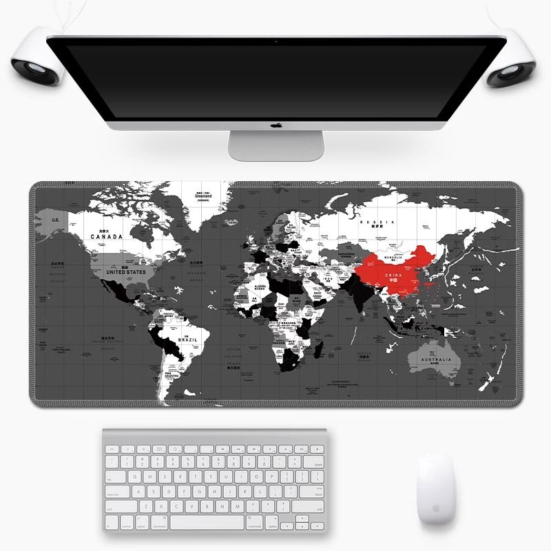 世界地图鼠标垫超大号电脑键盘男新款中国风复古桌垫电竞办公创意 - 图1