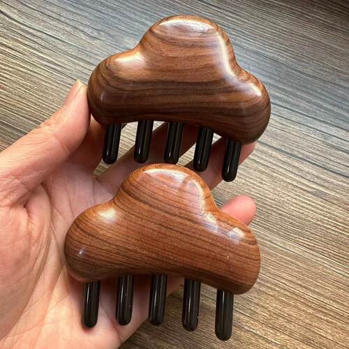 花梨木云朵按摩梳 头部经络梳子牛角梳插齿按摩梳檀木梳礼品 - 图1