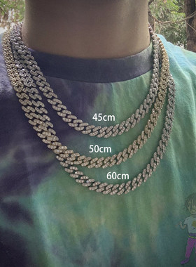 9mm宽菱形古巴链锁骨链嘻哈项链