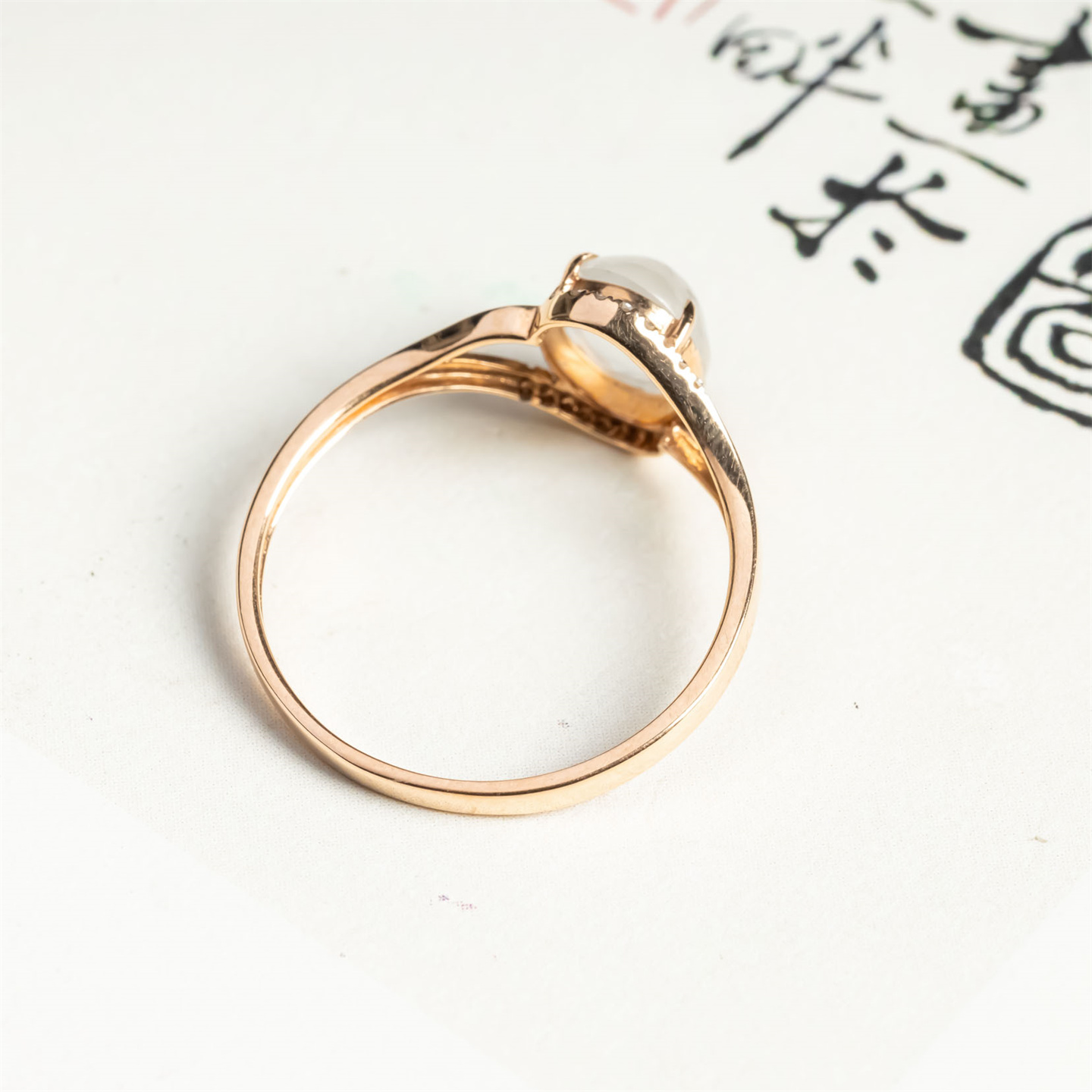 天然翡翠A货冰种老坑冰透白冰戒指18K缅甸时尚女款翡翠戒面戒指 - 图1