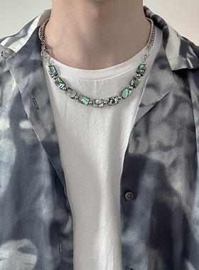 国潮嘻哈贝壳钛钢项链