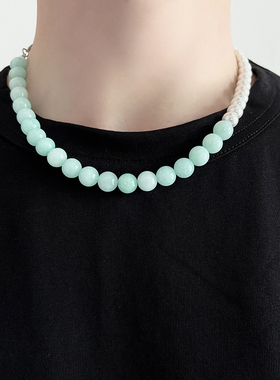 田柾国天然石男女珍珠项链