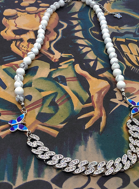 檀健次同款钛钢男女蝴蝶古巴项链