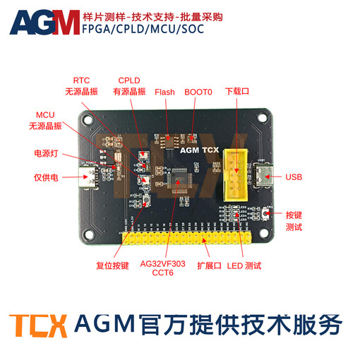 AGM MCU AG32VF303CCT6(48pin)开发板MCU+FPGA双核芯片 AGRV2KL48 - 图0