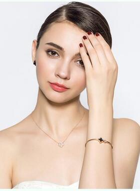 四叶草开口手镯女18k森系个性