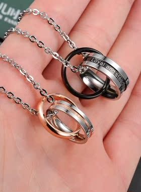 情侣钛钢学生吊坠短款锁骨链