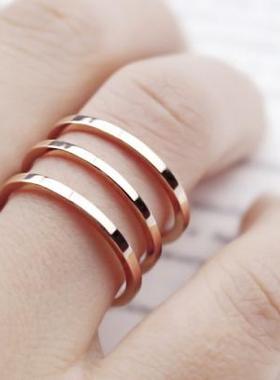 三环三圈戒指环男女钛钢玫瑰18K