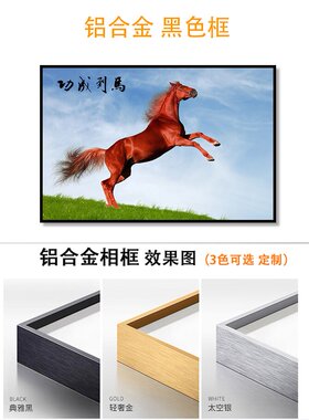 红马装饰画红色骏马背景墙贴画水中奔马办公室自粘画马到成功挂画