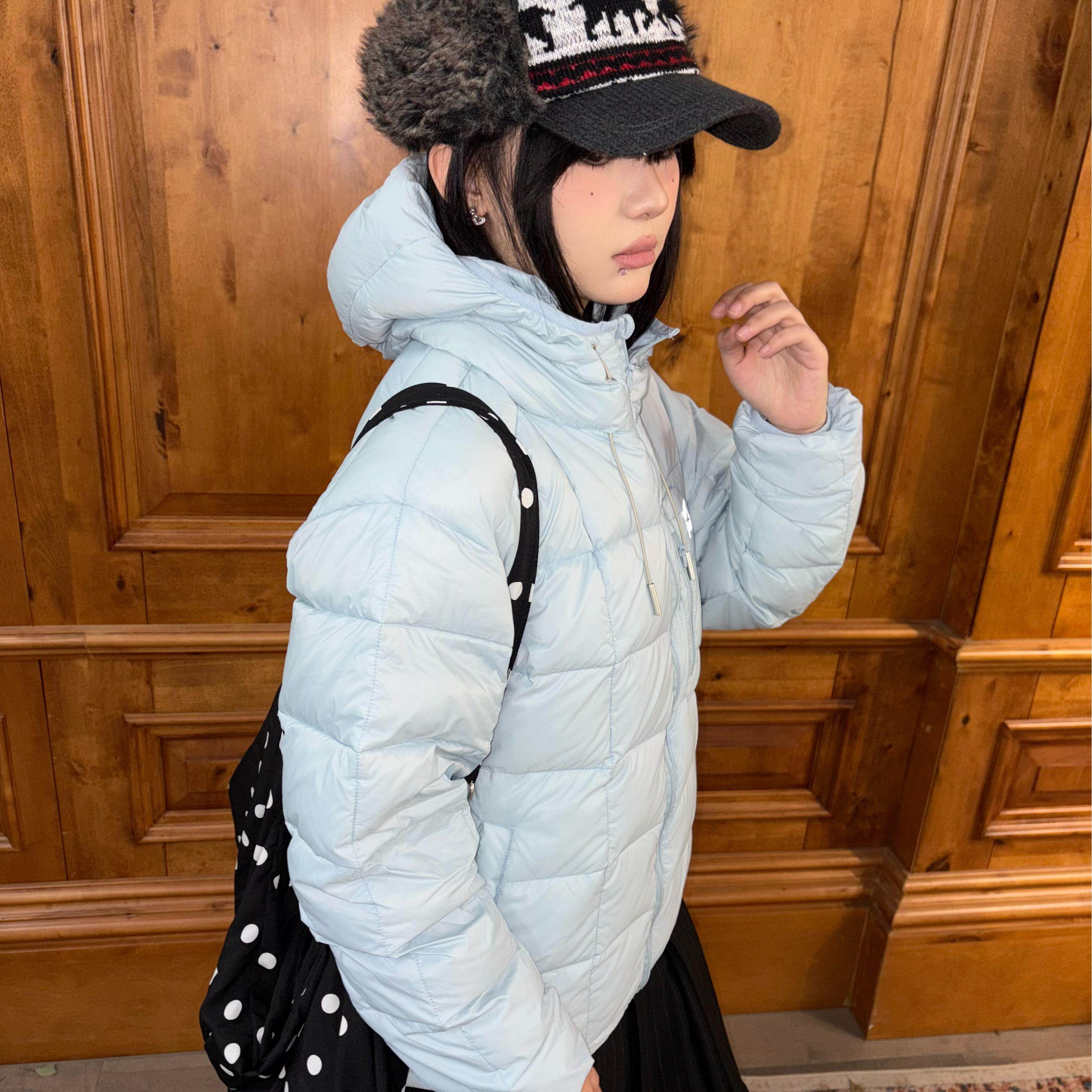 local aliens外星沙龙美式复古方格轻量化90白鸭绒羽绒服保暖外套